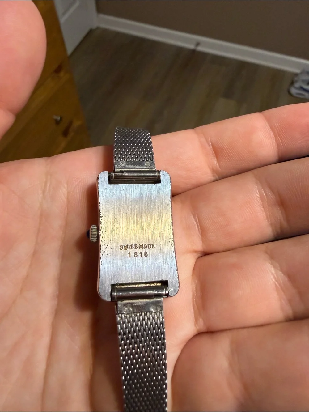 Timex Silver Rectangular Dial Men’s Mesh Strap Watch